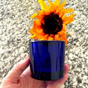NEW Blue Glass Candle Holder